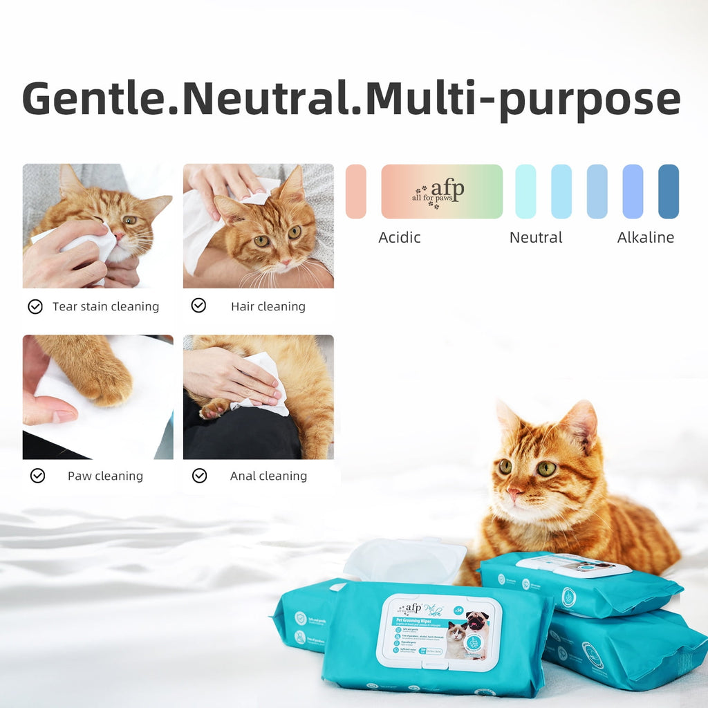 All For Paws Natural Pet Wipes for Dogs & Cats, 4 x 100cts, Coconut Vanilla Scent- Deodorizing Dog Grooming Wipes, Large Cat Cleaning Wipes