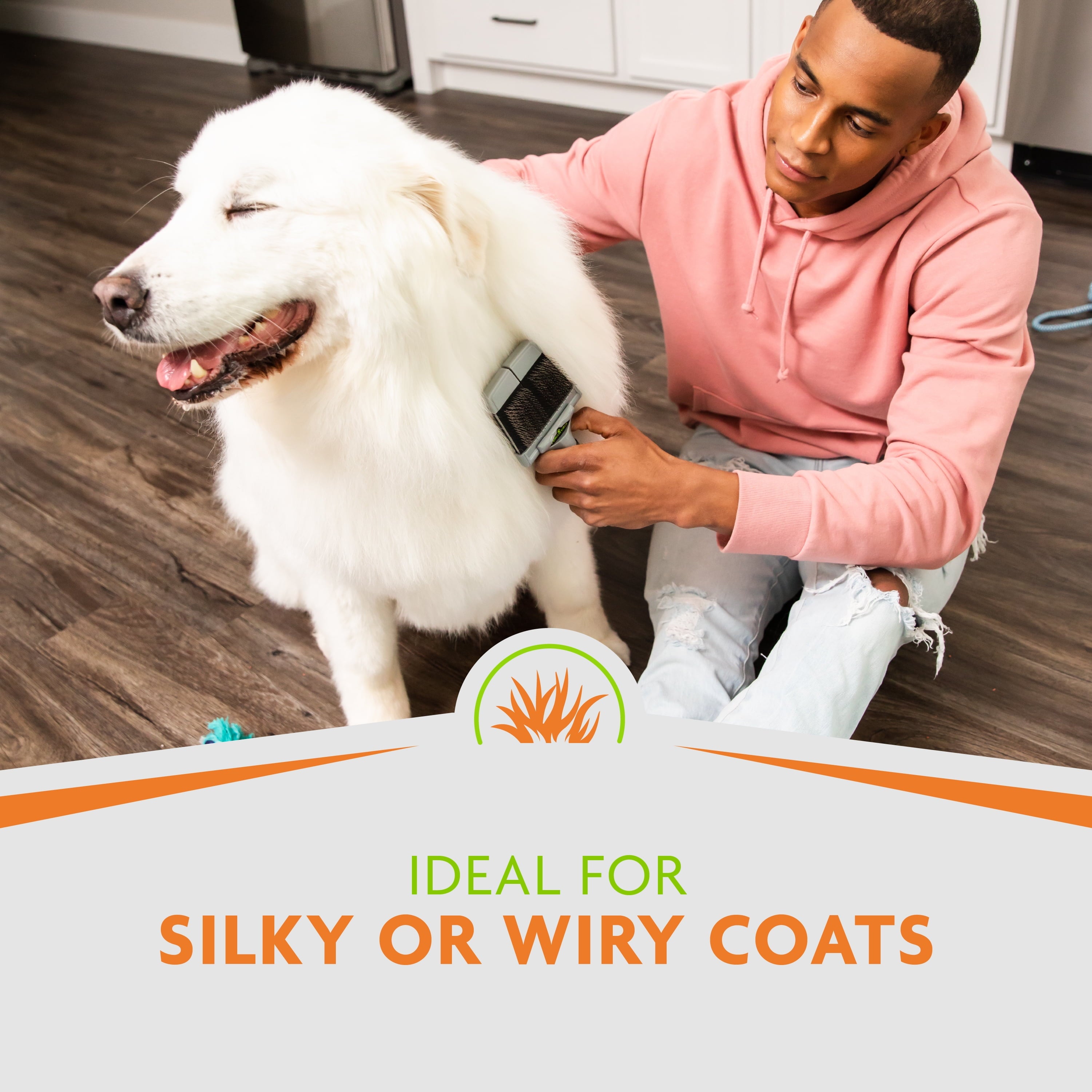 FURminator Soft Slicker Brush for Large Dogs with Silky or Wiry Coats