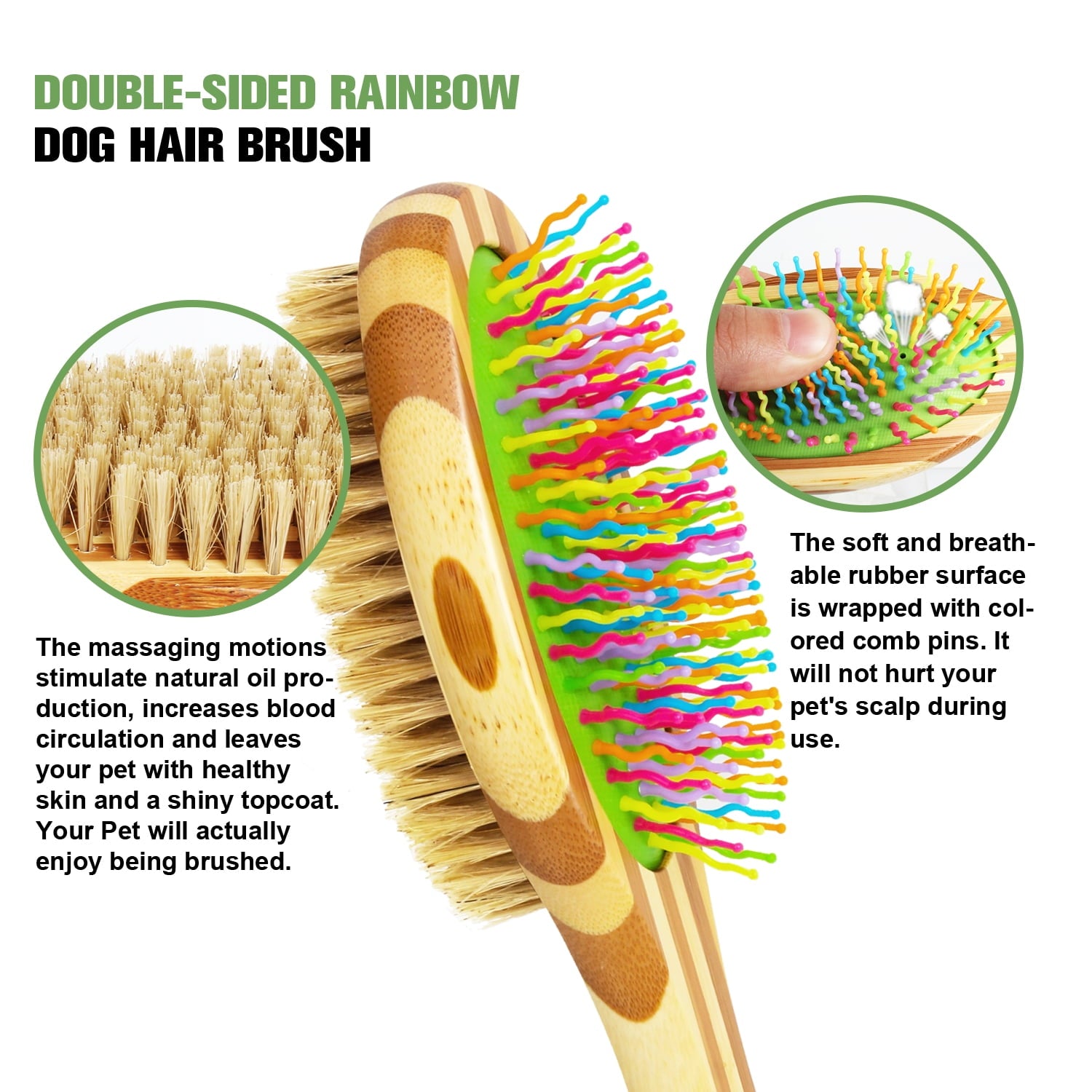 HOP Home of Paws Grooming Brush for Dogs in Mint Green - Easy to Hold Ergonomic Handle Dog Brushes - Best Pet Brush for Dog Grooming and Detangling - Dog Bristle Brush, Dog Pin Brush