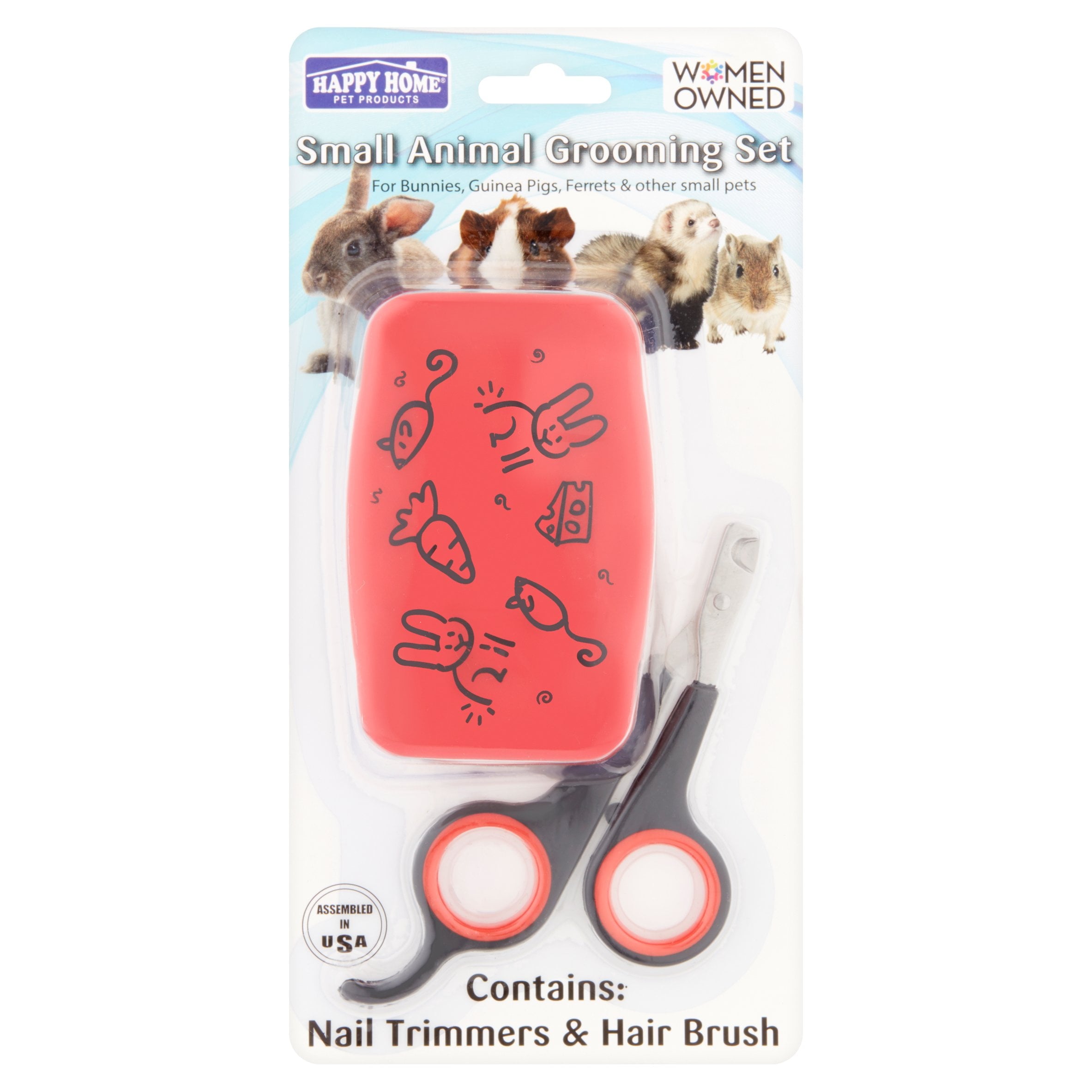 Happy Home Pet Products Bush and Nail Trimmer Grooming Set for Rabbits, Guinea Pigs and other Small Animals.
