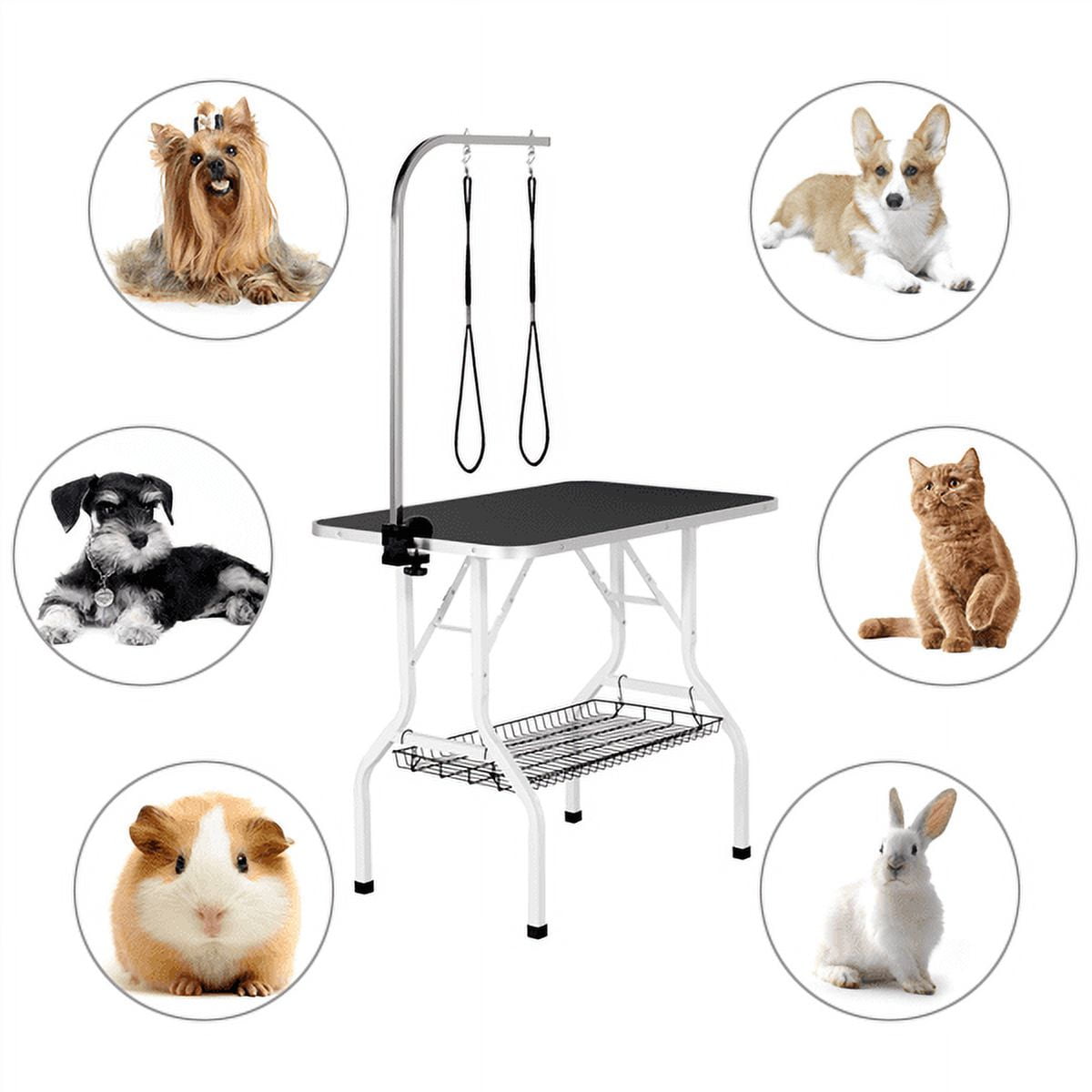 Alden Design 36"L Adjustable Foldable Pet Grooming Table, Black
