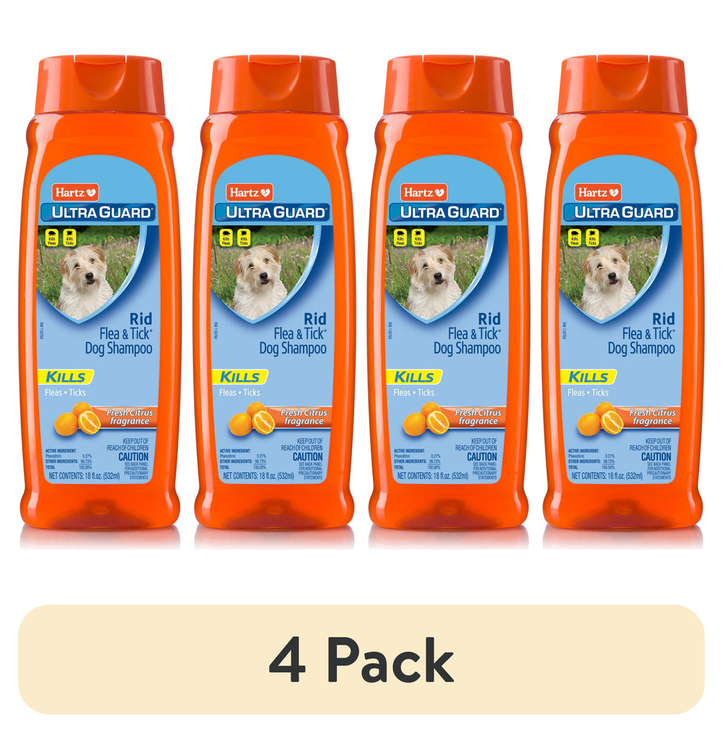 (4 pack) Hartz UltraGuard Citrus Flea & Tick Dog Shampoo, 18 fl oz