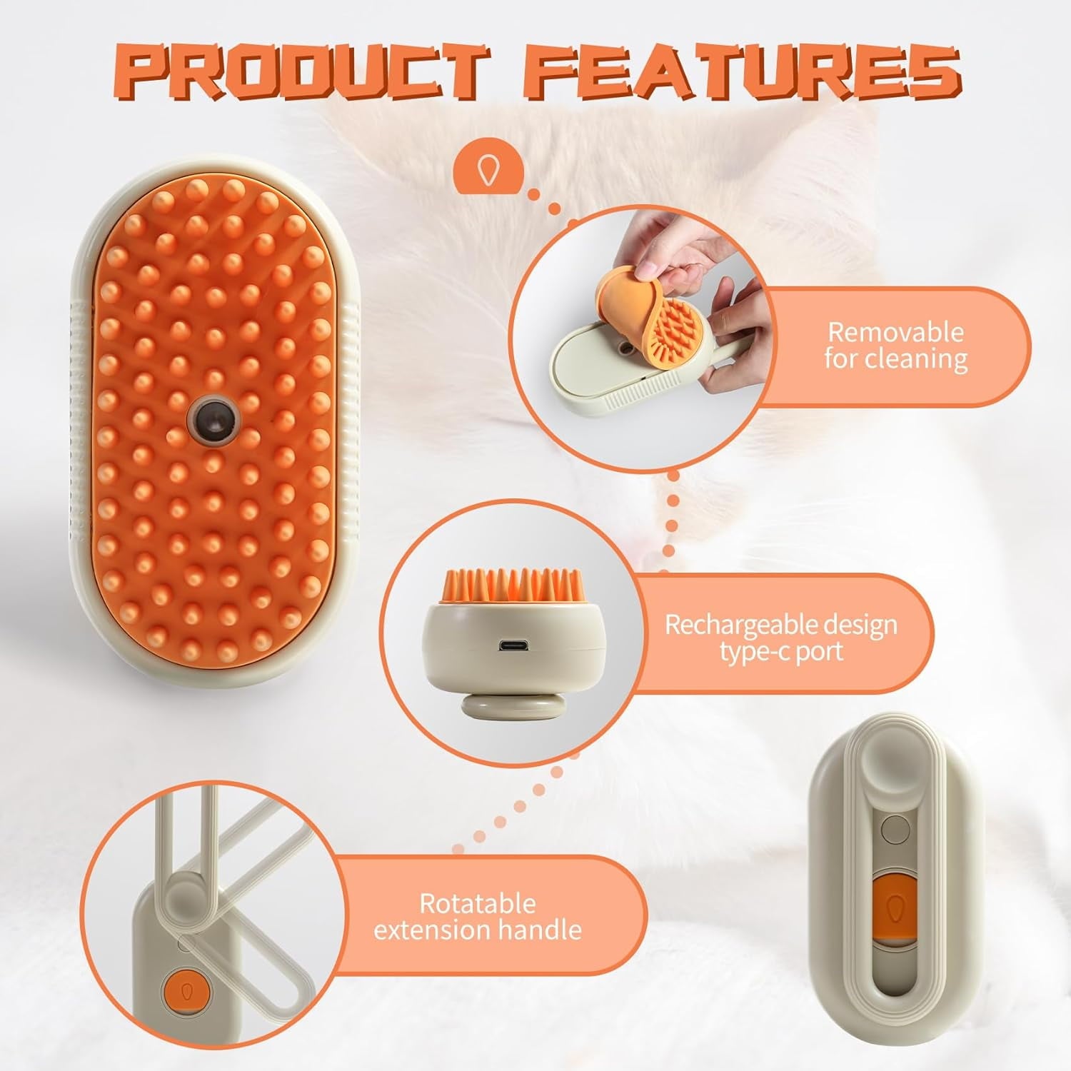 Brigita Pet Comb: Efficient Hair Removal & Soothing Massage for Cats and Dogs