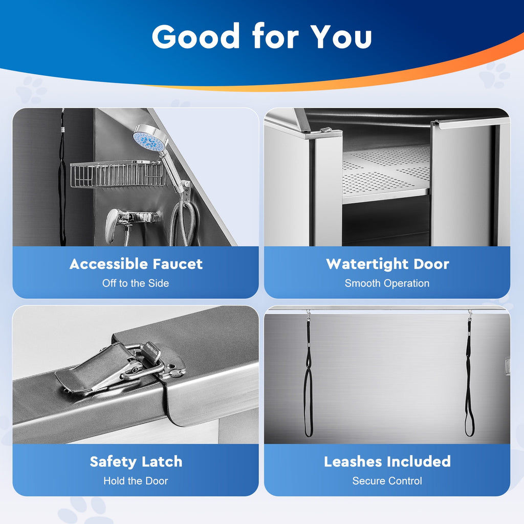 CO-Z 50 Stainless Steel Dog Grooming Bath Tub Kit, Dog Washing Station for Home Pet Store Grooming Salon, Pet Bathing Station Wash Shower