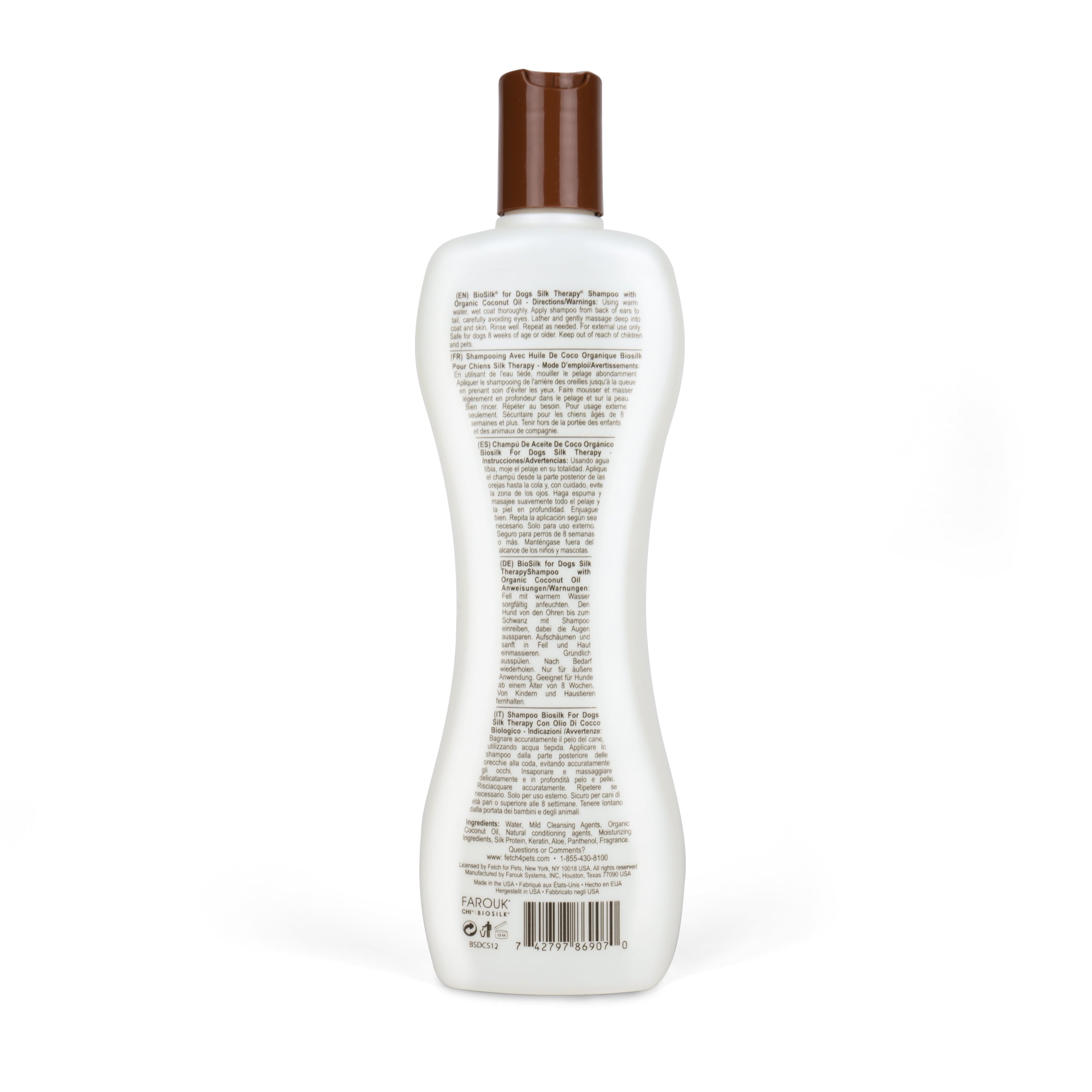 Biosilk Dogs Silk Therapy Shampoo Organic Coconut Oil Sulfate and Paraben Free 12 oz.