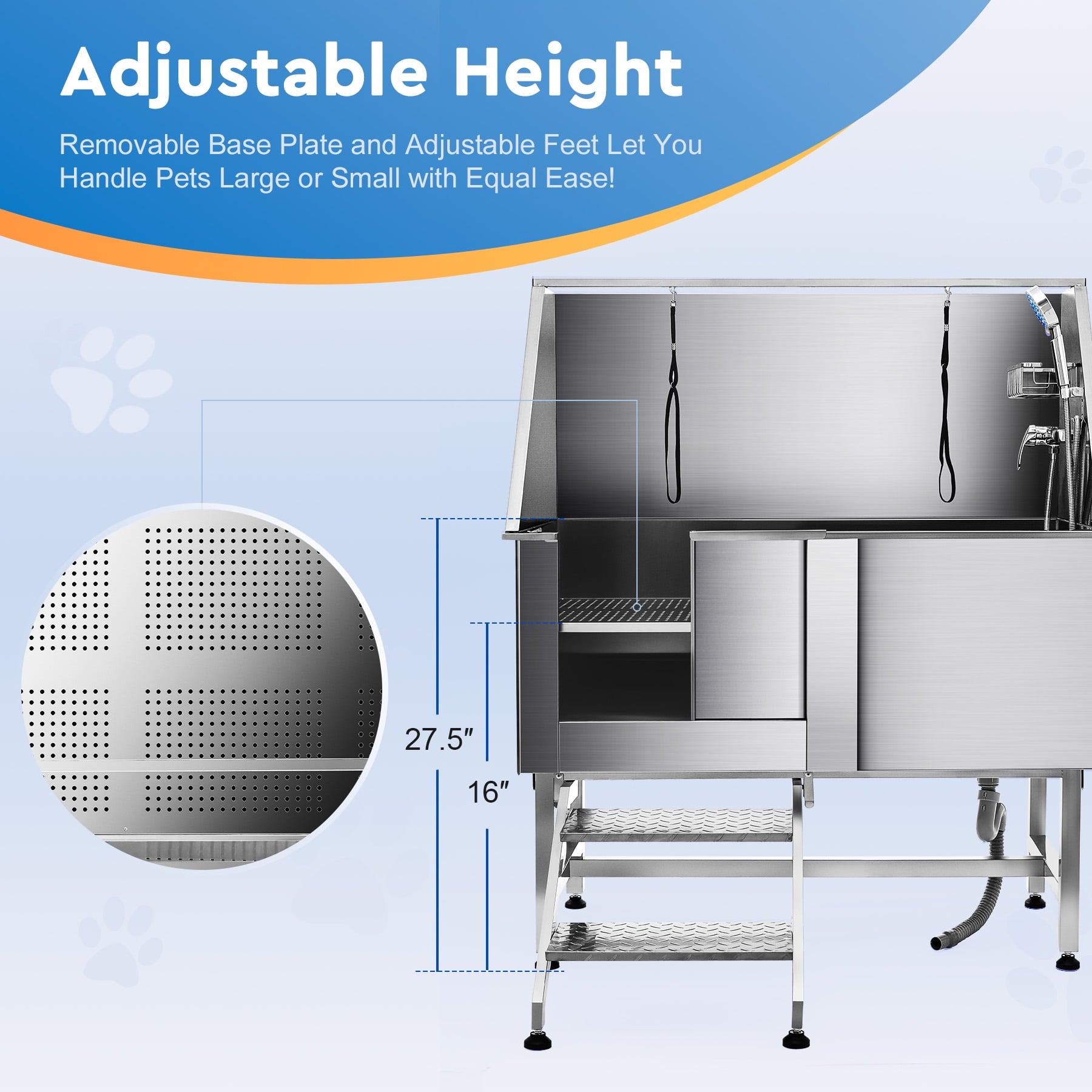 CO-Z 50 Stainless Steel Dog Grooming Bath Tub Kit, Dog Washing Station for Home Pet Store Grooming Salon, Pet Bathing Station Wash Shower