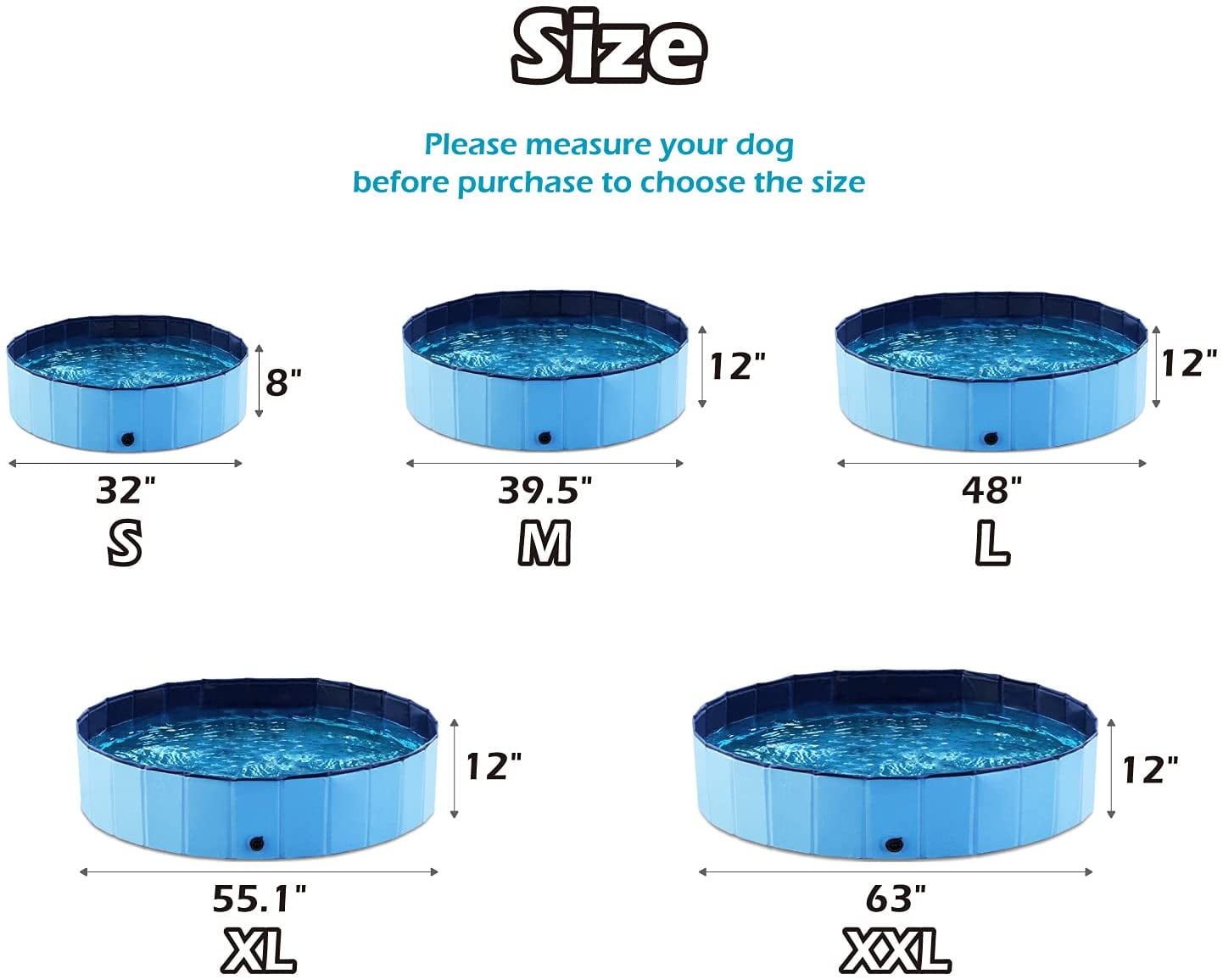 Jasonwell Foldable Dog Pet Bath Pool Collapsible Dog Pet Pool Kiddie Pool for Dogs Cats Kids (32x8in)