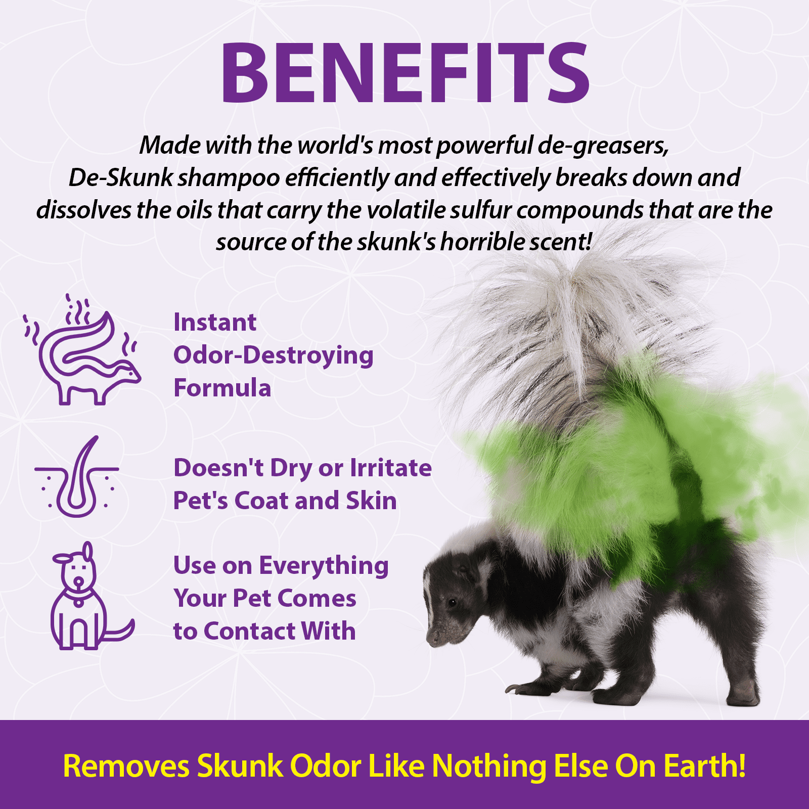 De-Skunk Shampoo, Odor Destroying for Dogs, 32 oz