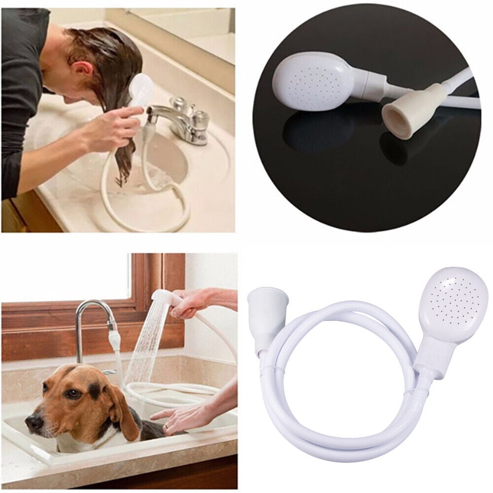 kydely Hose Wash Dogs ,Hair Dog Pet Sh ower Sprays Hose Bath Tub Sink Faucet Attachment Wash Durable (White)