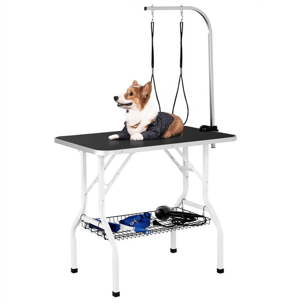 Alden Design 36"L Adjustable Foldable Pet Grooming Table, Black