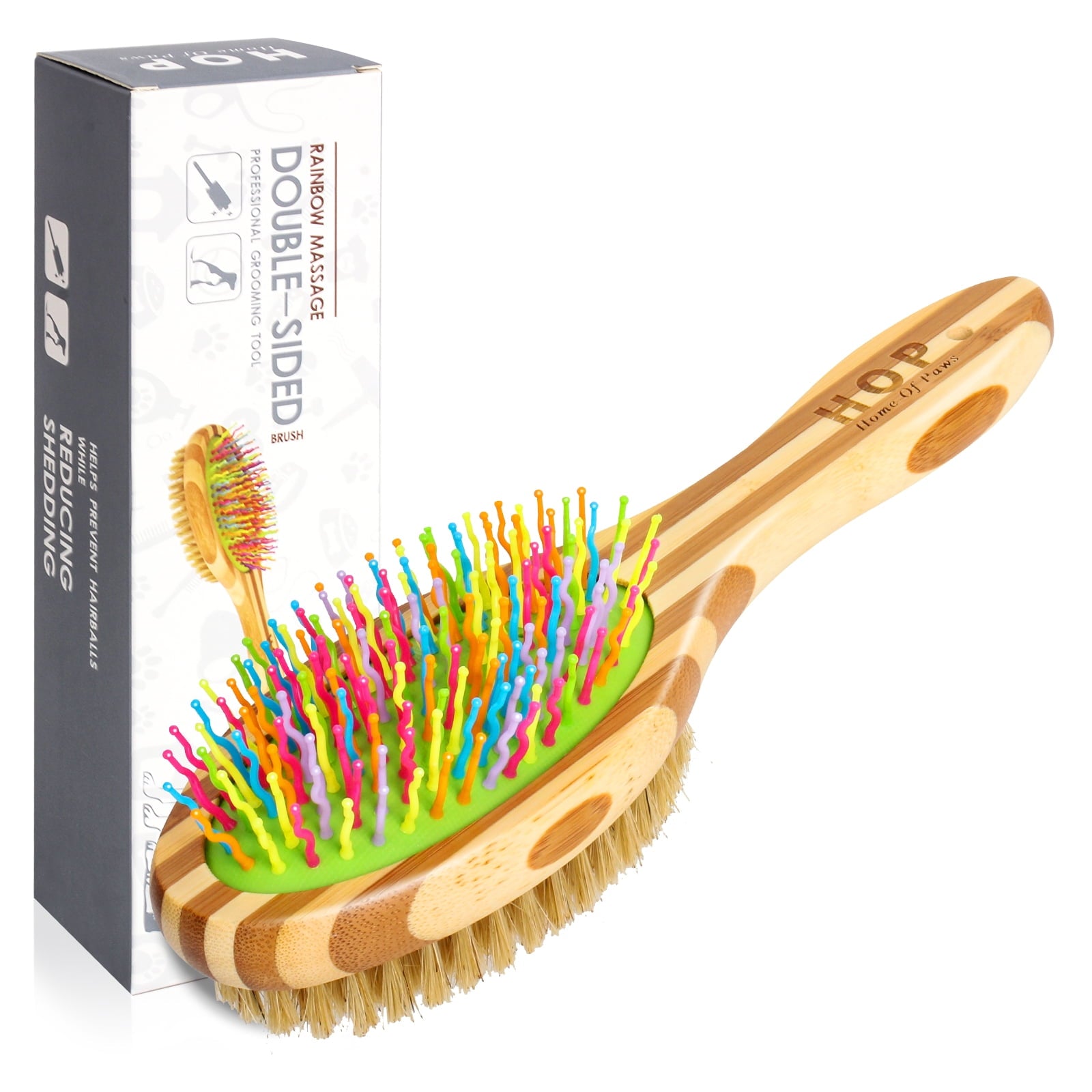 HOP Home of Paws Grooming Brush for Dogs in Mint Green - Easy to Hold Ergonomic Handle Dog Brushes - Best Pet Brush for Dog Grooming and Detangling - Dog Bristle Brush, Dog Pin Brush