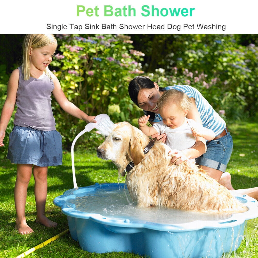 kydely Hose Wash Dogs ,Hair Dog Pet Sh ower Sprays Hose Bath Tub Sink Faucet Attachment Wash Durable (White)