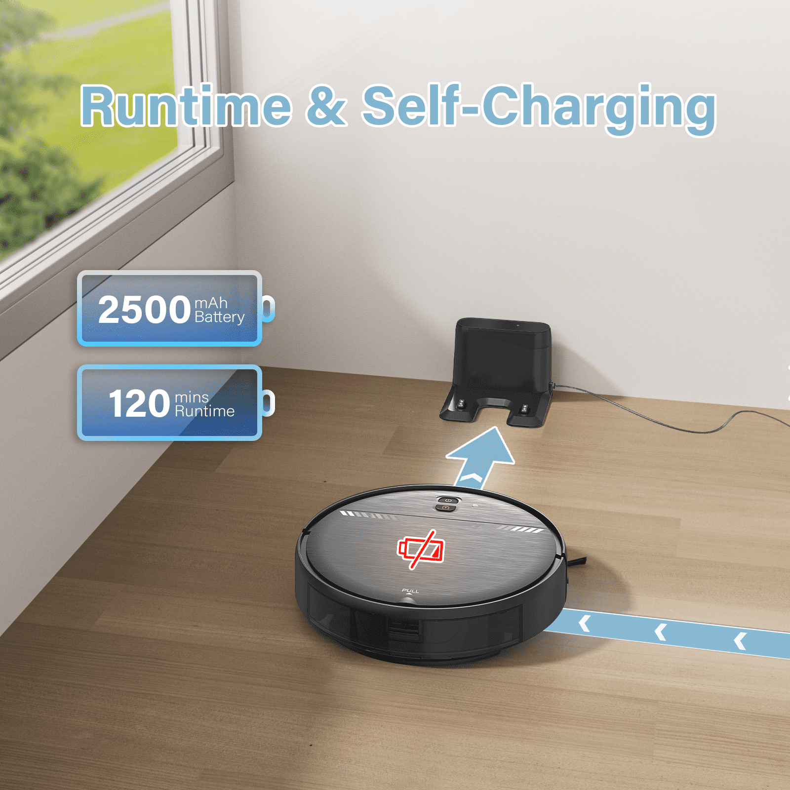 GOOVI Robot Vacuum Cleaner, Robot Vacuum Mop Combo, With Alexa/WiFi/App Connection, for Pet Hair, Hard Floor