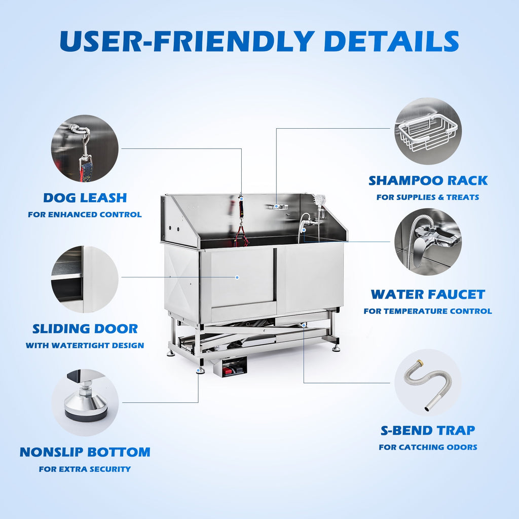 CO-Z Dog Bathing Station 50 Inch Professional Electric Dog Grooming Tub for Large Dog
