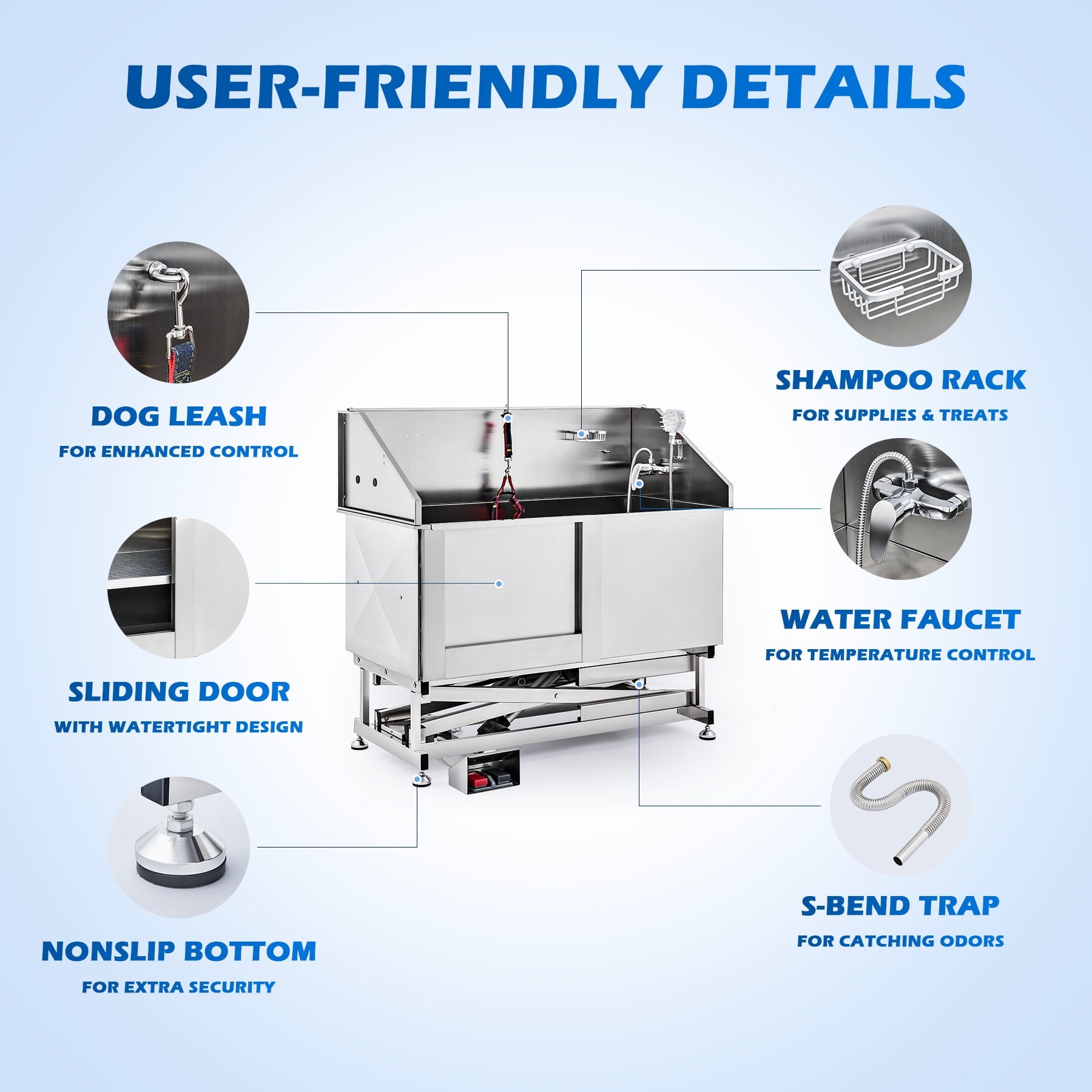 CO-Z Dog Bathing Station 50 Inch Professional Electric Dog Grooming Tub for Large Dog