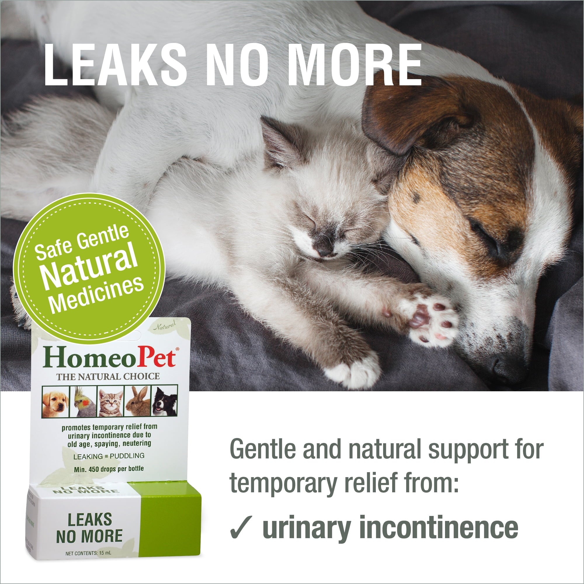 HomeoPet Leaks No More Urinary Health Supplement Solution for Pets, 15-Milliliter Bottle