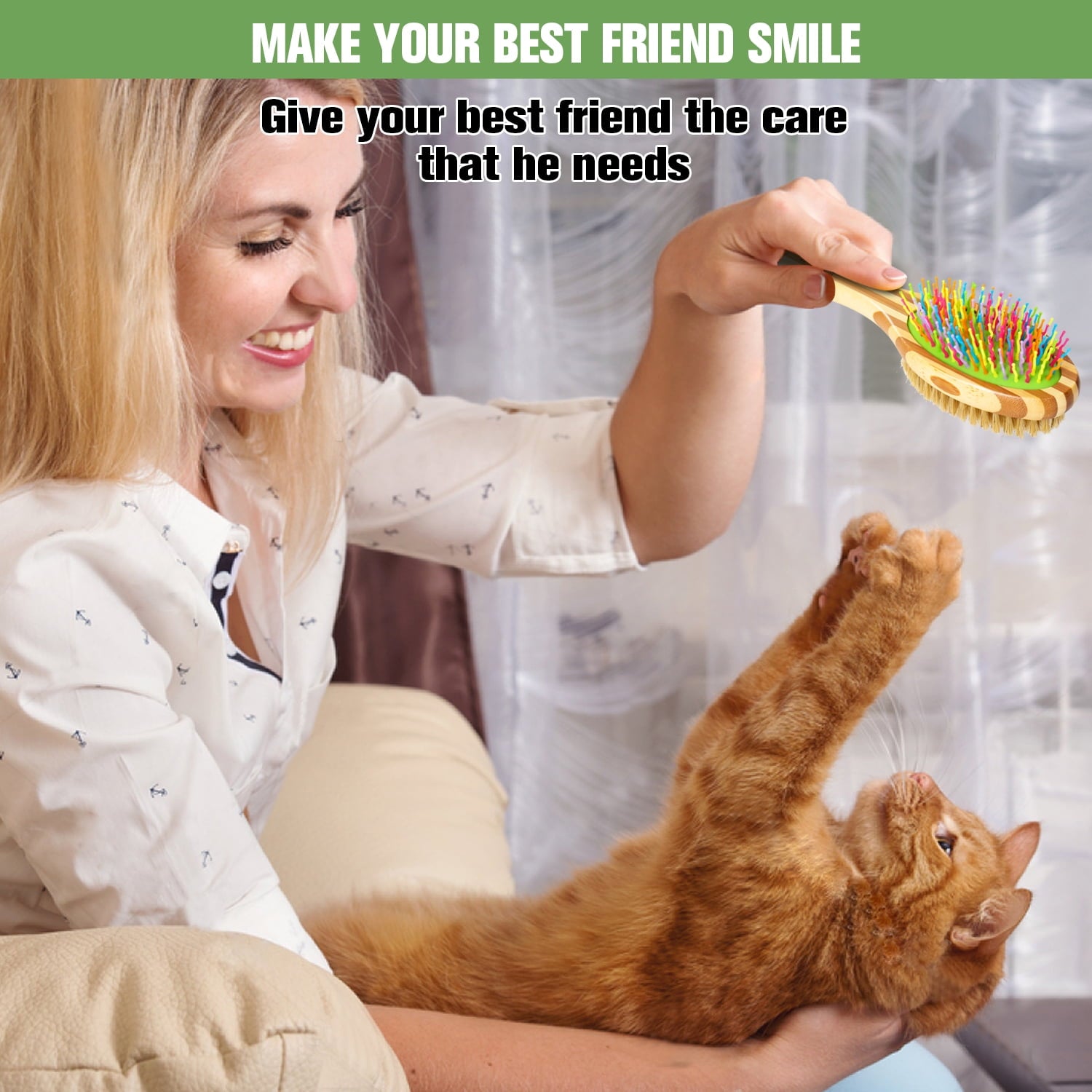 HOP Home of Paws Grooming Brush for Dogs in Mint Green - Easy to Hold Ergonomic Handle Dog Brushes - Best Pet Brush for Dog Grooming and Detangling - Dog Bristle Brush, Dog Pin Brush