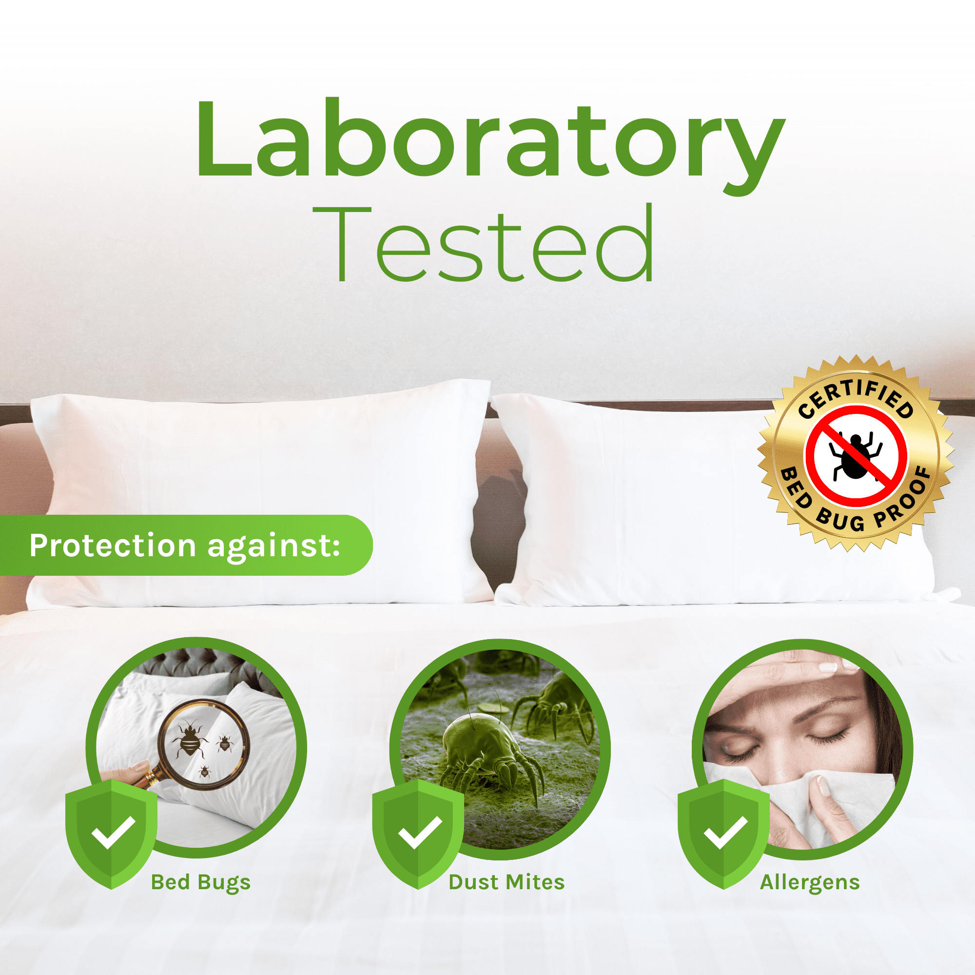 Hygea Natural Water-Resistant & Anti-Bed Bug Zippered Mattress Encasement & Box Spring Cover, King