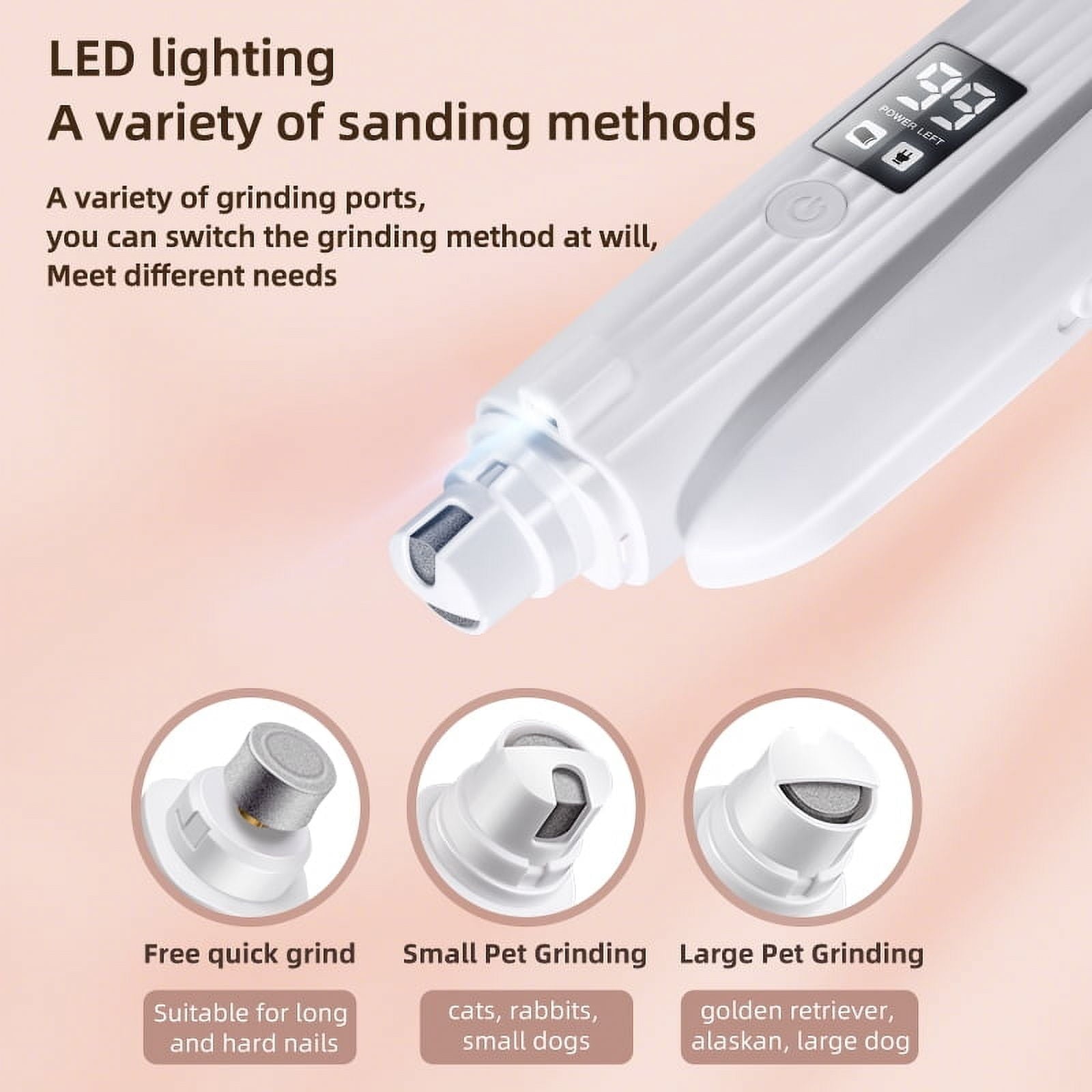 2-in-1 Dog Nail Grinder & Dog/Cat Nail Clippers,Rechargeable Dog Nail Trimmers for Large Medium Small Pets,2 LED Lights and Safety Guard Pet Nail Grinder for Dogs and Cats,Quiet Sharpest Advanced