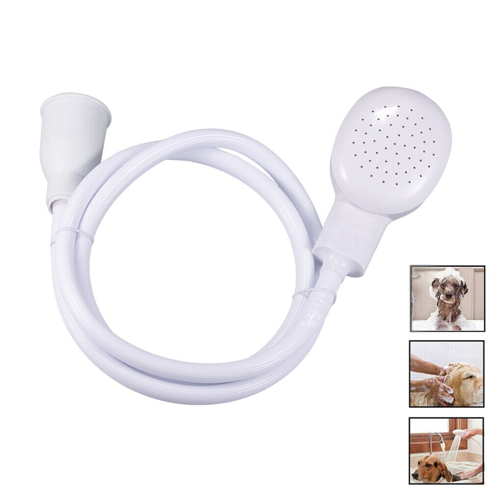 kydely Hose Wash Dogs ,Hair Dog Pet Sh ower Sprays Hose Bath Tub Sink Faucet Attachment Wash Durable (White)